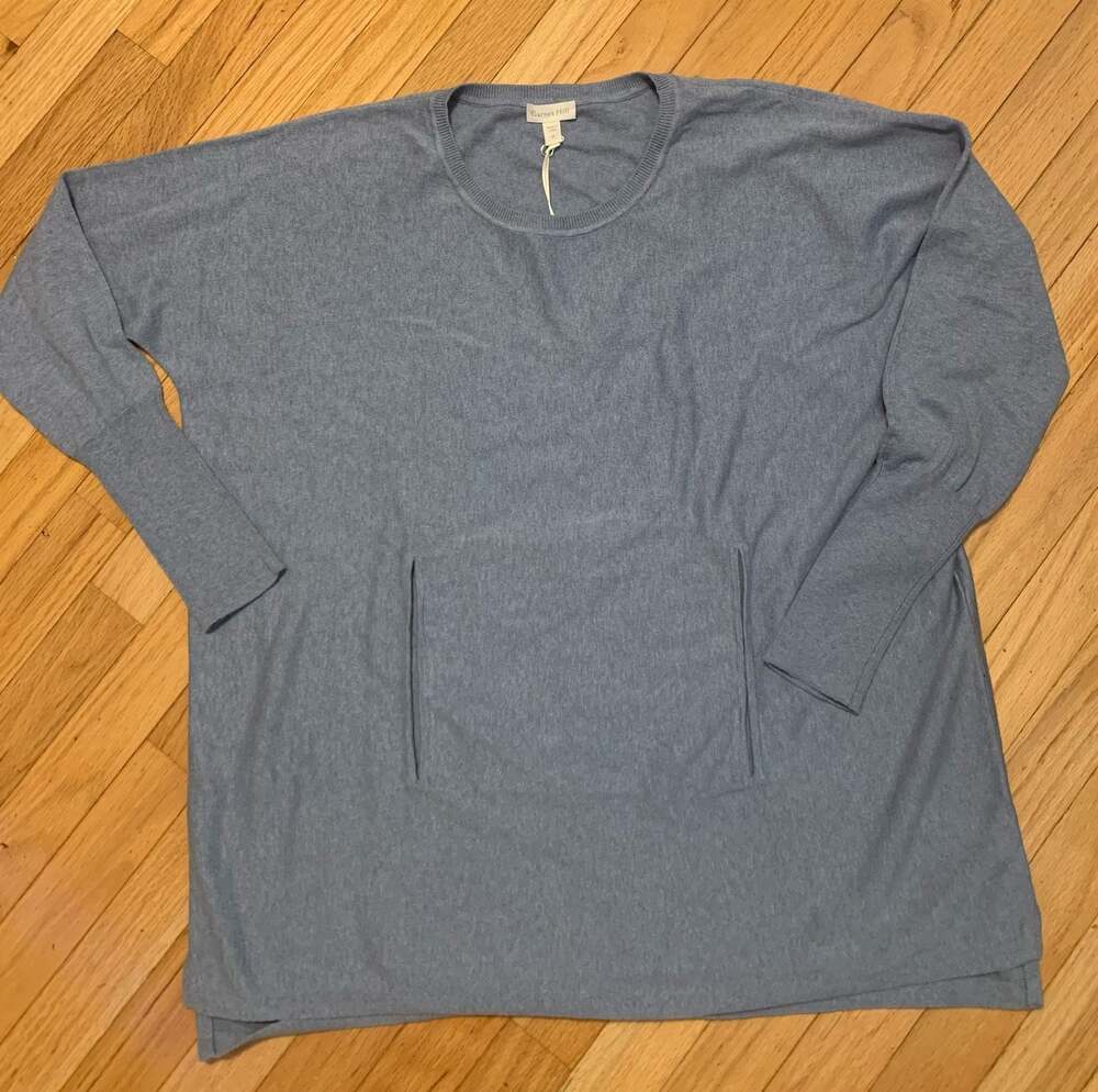 Garnet Hill Organic Cotton Blue Sweater Tunic Size M